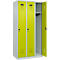 Vestiaire C+P Evolo Plus, 3 compartiments, charnières à droite, verrou rotatif de sécurité, L 900 x P 500 x H 1850 mm, gris clair/vert clown