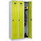Vestiaire C+P Evolo Plus, 3 compartiments, charnières à droite, verrou rotatif de sécurité, L 900 x P 500 x H 1850 mm, gris clair/vert clown