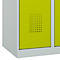 Vestiaire C+P Evolo Plus, 3 compartiments, charnières à droite, verrou rotatif de sécurité, L 900 x P 500 x H 1850 mm, gris clair/vert clown