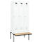 Vestiaire C+P Evolo Plus, 3 compartiments de 300 mm de large, banquette flottante, L 900 x P 815 x H 2120 mm, cylindre, blanc signalisation/blanc trafic