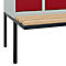 Vestiaire C+P Evolo Plus, 3 compartiments de 300 mm de large, banquette flottante, L 900 x P 815 x H 2120 mm, cylindre, gris clair/rouge rubis