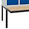 Vestiaire C+P Evolo Plus, 3 compartiments de 300 mm de large, banquette flottante, L 900 x P 815 x H 2120 mm, loquet rotatif, gris clair/bleu gentiane