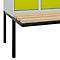 Vestiaire C+P Evolo Plus, 3 compartiments de 300 mm de large, banquette flottante, L 900 x P 815 x H 2120 mm, loquet rotatif, gris clair/vert cloné