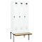 Vestiaire C+P Evolo Plus, 3 compartiments de 300 mm de large, banquette flottante, L 900 x P 815 x H 2120 mm, verrou rotatif, blanc signalisation/blanc trafic