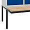 Vestiaire C+P Evolo Plus, 3 compartiments de 400 mm de large, banquette flottante, L 1200 x P 815 x H 2120 mm, cylindre, gris clair/bleu gentiane