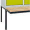 Vestiaire C+P Evolo Plus, 3 compartiments de 400 mm de large, banquette flottante, L 1200 x P 815 x H 2120 mm, cylindre, gris clair/vert clown