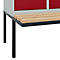 Vestiaire C+P Evolo Plus, 3 compartiments de 400 mm de large, banquette flottante, L 1200 x P 815 x H 2120 mm, loquet rotatif, gris clair/rouge rubis