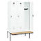Vestiaire C+P Evolo Plus, 3 compartiments de 400 mm de large, banquette flottante, L 1200 x P 815 x H 2120 mm, verrou tournant, blanc signalisation/blanc trafic