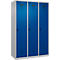 Vestiaire C+P Evolo Plus, 3 compartiments, largeur 400 mm, fermeture rotative, butée soft, L 1.200 x P 500 x H 1.850 m, aluminium blanc/bleu gentiane