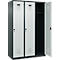 Vestiaire C+P Evolo Plus, 3 compartiments, largeur 400 mm, fermeture rotative, butée soft, L 1.200 x P 500 x H 1.850 m, gris anthracite/gris clair