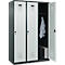 Vestiaire C+P Evolo Plus, 3 compartiments, largeur 400 mm, fermeture rotative, butée soft, L 1.200 x P 500 x H 1.850 m, gris anthracite/gris clair