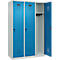 Vestiaire C+P Evolo Plus, 3 compartiments, largeur 400 mm, fermeture rotative, butée soft, L 1.200 x P 500 x H 1.850 m, gris clair/bleu clair