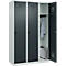 Vestiaire C+P Evolo Plus, 3 compartiments, largeur 400 mm, fermeture rotative, butée soft, L 1.200 x P 500 x H 1.850 m, gris clair/gris anthracite