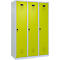 Vestiaire C+P Evolo Plus, 3 compartiments, largeur 400 mm, fermeture rotative, butée soft, L 1.200 x P 500 x H 1.850 m, gris clair/vert clown
