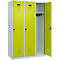 Vestiaire C+P Evolo Plus, 3 compartiments, largeur 400 mm, fermeture rotative, butée soft, L 1.200 x P 500 x H 1.850 m, gris clair/vert clown