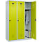 Vestiaire C+P Evolo Plus, 3 compartiments, largeur 400 mm, fermeture rotative, butée soft, L 1.200 x P 500 x H 1.850 m, gris clair/vert clown