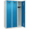 Vestiaire C+P Evolo Plus, 3 compartiments, largeur 400 mm, serrure à cylindre, butée soft, L 1.200 x P 500 x H 1.850 m, gris clair/bleu clair