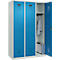 Vestiaire C+P Evolo Plus, 3 compartiments, largeur 400 mm, serrure à cylindre, butée soft, L 1.200 x P 500 x H 1.850 m, gris clair/bleu clair