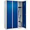 Vestiaire C+P Evolo Plus, 3 compartiments, largeur 400 mm, serrure à cylindre, butée soft, L 1.200 x P 500 x H 1.850 m, gris clair/bleu gentiane