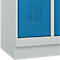 Vestiaire C+P Evolo Plus, 3 compartiments, largeur de compartiment 300 mm, avec socle, butée à droite, butée Soft, anti-effraction, L 900 x P 500 x H 1950 mm, fermeture de sécurité à pêne rotatif, gris clair RAL 7035/bleu clair RAL 5012