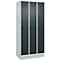 Vestiaire C+P Evolo Plus, 3 compartiments, largeur de compartiment 300 mm, avec socle, butée à droite, butée Soft, anti-effraction, L 900 x P 500 x H 1950 mm, fermeture de sécurité à pêne rotatif, gris clair RAL 7035/gris anthracite RAL 7016