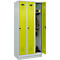 Vestiaire C+P Evolo Plus, 3 compartiments, largeur de compartiment 300 mm, avec socle, butée à droite, butée Soft, anti-effraction, L 900 x P 500 x H 1950 mm, fermeture de sécurité à pêne rotatif, gris clair RAL 7035/vert clown RAL 1108060