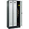 Vestiaire C+P Evolo Plus, 3 compartiments, largeur de compartiment 300 mm, avec socle, butée à droite, butée Soft, anti-effraction, L 900 x P 500 x H 1950 mm, serrure à cylindre, gris anthracite RAL 7016/gris clair RAL 7035