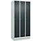 Vestiaire C+P Evolo Plus, 3 compartiments, largeur de compartiment 300 mm, avec socle, butée à droite, butée Soft, anti-effraction, L 900 x P 500 x H 1950 mm, serrure à cylindre, gris clair RAL 7035/gris anthracite RAL 7016