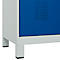 Vestiaire C+P Evolo Plus, 3 compartiments, largeur de compartiment 400 mm, avec pieds, butée à droite, butée Soft, anti-effraction, L 1200 x P 500 x H 1950 mm, fermeture de sécurité à pêne rotatif, gris clair RAL 7035/bleu enzyme RAL 5010