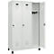 Vestiaire C+P Evolo Plus, 3 compartiments, largeur de compartiment 400 mm, avec pieds, butée à droite, butée Soft, anti-effraction, L 1200 x P 500 x H 1950 mm, fermeture de sécurité à pêne rotatif, gris clair RAL 7035/gris clair RAL 7035