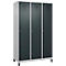 Vestiaire C+P Evolo Plus, 3 compartiments, largeur de compartiment 400 mm, avec pieds, butée à droite, butée Soft, anti-effraction, L 1200 x P 500 x H 1950 mm, serrure à cylindre, aluminium blanc RAL 9006/gris anthracite RAL 7016