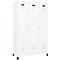 Vestiaire C+P Evolo Plus, 3 compartiments, largeur de compartiment 400 mm, avec pieds, butée à droite, butée soft, anti-effraction, L 1200 x P 500 x H 1950 mm, serrure à cylindre, blanc trafic RAL 9016/blanc trafic RAL 9016