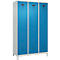 Vestiaire C+P Evolo Plus, 3 compartiments, largeur de compartiment 400 mm, avec pieds, butée à droite, butée Soft, anti-effraction, L 1200 x P 500 x H 1950 mm, serrure à cylindre, gris clair RAL 7035/bleu clair RAL 5012
