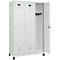 Vestiaire C+P Evolo Plus, 3 compartiments, largeur de compartiment 400 mm, avec pieds, butée à droite, butée Soft, anti-effraction, L 1200 x P 500 x H 1950 mm, serrure à cylindre, gris clair RAL 7035/gris clair RAL 7035