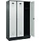 Vestiaire C+P Evolo Plus, 3 compartiments, largeur de compartiment 400 mm, avec socle, charnières à droite, L 1200 x P 500 x H 1950 mm, cylindre, gris anthracite/gris clair