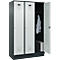 Vestiaire C+P Evolo Plus, 3 compartiments, largeur de compartiment 400 mm, avec socle, charnières à droite, L 1200 x P 500 x H 1950 mm, cylindre, gris anthracite/gris clair