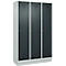 Vestiaire C+P Evolo Plus, 3 compartiments, largeur de compartiment 400 mm, avec socle, charnières à droite, L 1200 x P 500 x H 1950 mm, cylindre, gris clair/gris anthracite