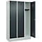 Vestiaire C+P Evolo Plus, 3 compartiments, largeur de compartiment 400 mm, avec socle, charnières à droite, L 1200 x P 500 x H 1950 mm, cylindre, gris clair/gris anthracite