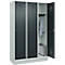 Vestiaire C+P Evolo Plus, 3 compartiments, largeur de compartiment 400 mm, avec socle, charnières à droite, L 1200 x P 500 x H 1950 mm, cylindre, gris clair/gris anthracite