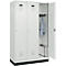 Vestiaire C+P Evolo Plus, 3 compartiments, largeur de compartiment 400 mm, avec socle, charnières à droite, L 1200 x P 500 x H 1950 mm, cylindre, gris clair/gris clair