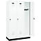 Vestiaire C+P Evolo Plus, 3 compartiments, largeur de compartiment 400 mm, avec socle, charnières à droite, L 1200 x P 500 x H 1950 mm, verrou tournant, blanc signalisation/blanc trafic