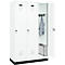 Vestiaire C+P Evolo Plus, 3 compartiments, largeur de compartiment 400 mm, avec socle, charnières à droite, L 1200 x P 500 x H 1950 mm, verrou tournant, blanc signalisation/blanc trafic