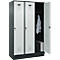 Vestiaire C+P Evolo Plus, 3 compartiments, largeur de compartiment 400 mm, avec socle, charnières à droite, L 1200 x P 500 x H 1950 mm, verrou tournant, gris anthracite/gris clair