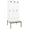 Vestiaire C+P Evolo Plus, 3 compartiments, largeur des compartiments 300 mm, avec banc encastré, L 900 x P 815 x H 2120 mm, verrou rotatif, blanc signalisation/blanc trafic