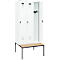 Vestiaire C+P Evolo Plus, 3 compartiments, largeur des compartiments 300 mm, avec banc encastré, L 900 x P 815 x H 2120 mm, verrou rotatif, blanc signalisation/blanc trafic