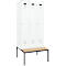 Vestiaire C+P Evolo Plus, 3 compartiments, largeur des compartiments 300 mm, avec banquette encastrée, L 900 x P 815 x H 2120 mm, cylindre, blanc signalisation/blanc trafic