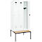 Vestiaire C+P Evolo Plus, 3 compartiments, largeur des compartiments 300 mm, avec banquette encastrée, L 900 x P 815 x H 2120 mm, cylindre, blanc signalisation/blanc trafic