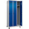 Vestiaire C+P Evolo Plus, 3 compartiments, largeur des compartiments 300 mm, avec pieds, verrou rotatif, L 900 x P 500 x H 1950 mm, aluminium blanc/bleu gentiane