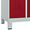 Vestiaire C+P Evolo Plus, 3 compartiments, largeur des compartiments 300 mm, avec pieds, verrou rotatif, L 900 x P 500 x H 1950 mm, gris clair/rouge rubis