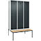 Vestiaire C+P Evolo Plus, 3 compartiments, largeur des compartiments 400 mm, avec banc encastré, L 1200 x P 815 x H 2120 mm, cylindre, gris clair/gris anthracite